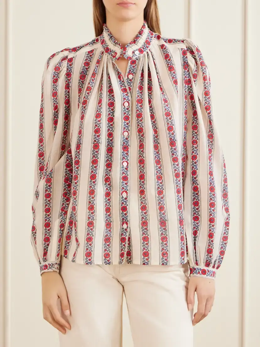 ALIX OF BOHEMIA Annabel Roseband Striped Floral-print Cotton And Silk-blend Shirt | Thumbnail 3 ALIX OF BOHEMIA Annabel Roseband Striped Floral-print Cotton And Silk-blend Shirt | Thumbnail 3
