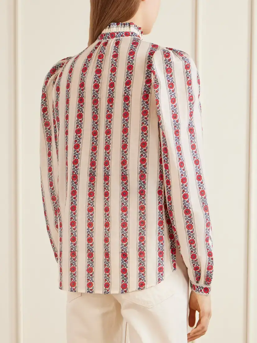 ALIX OF BOHEMIA Annabel Roseband Striped Floral-print Cotton And Silk-blend Shirt | Thumbnail 4 ALIX OF BOHEMIA Annabel Roseband Striped Floral-print Cotton And Silk-blend Shirt | Thumbnail 4