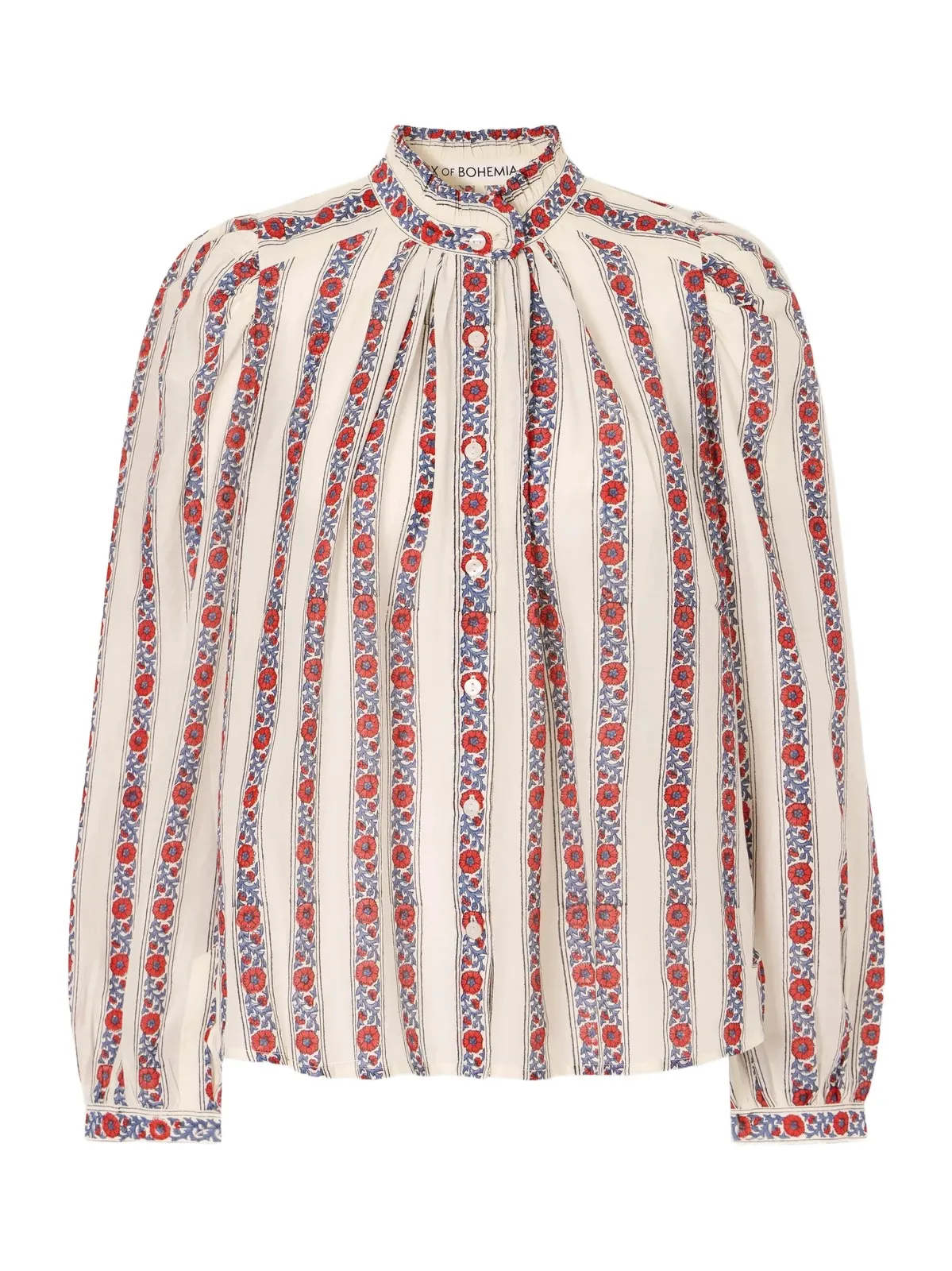 Annabel Roseband Striped Floral-print Cotton And Silk-blend Shirt - Neutrals Annabel Roseband Striped Floral-print Cotton And Silk-blend Shirt - Neutrals