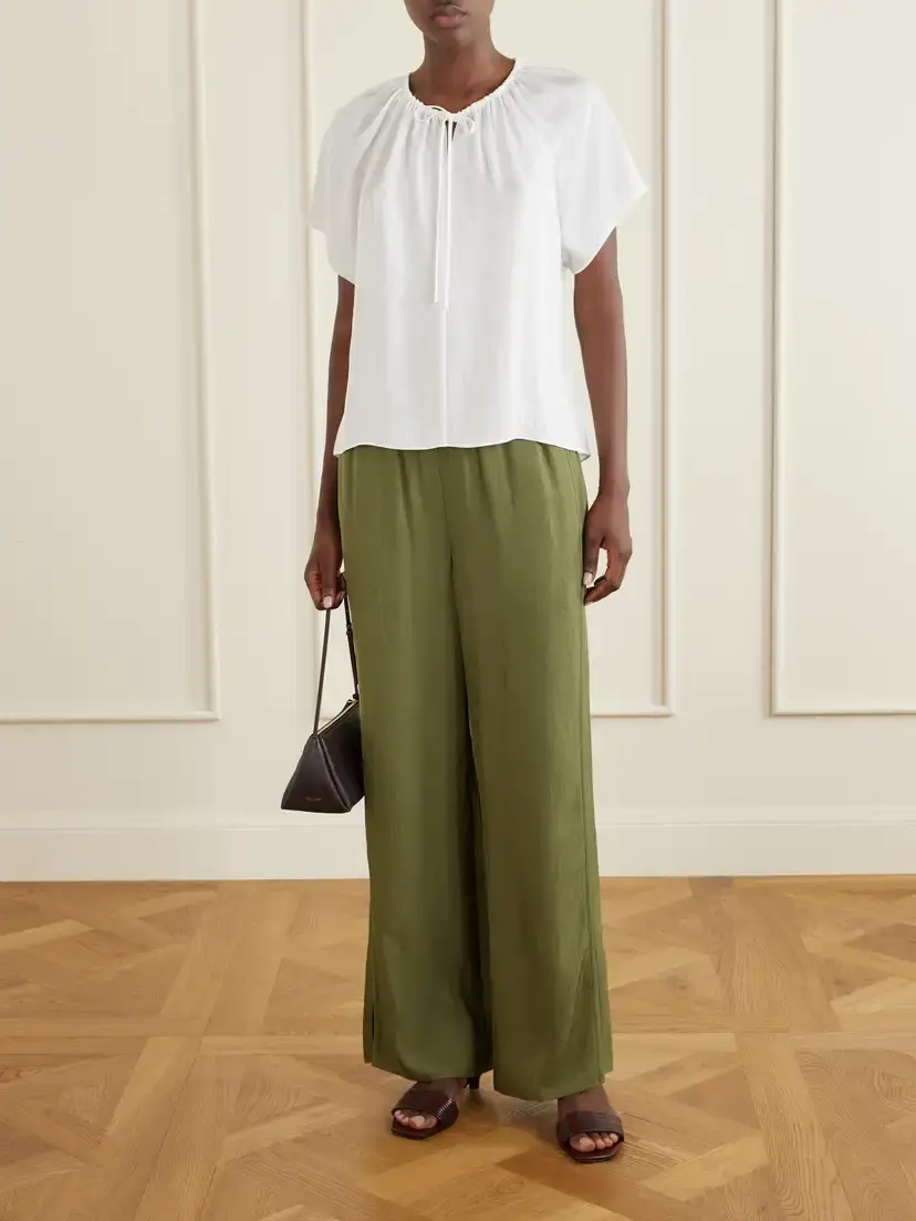 Theory Crepon Wide-leg Pants | Thumbnail 2 Theory Crepon Wide-leg Pants | Thumbnail 2