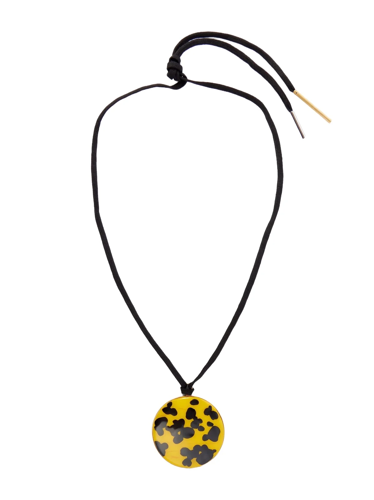 Gold-tone, Enamel And Cord Necklace - Orange Gold-tone, Enamel And Cord Necklace - Orange