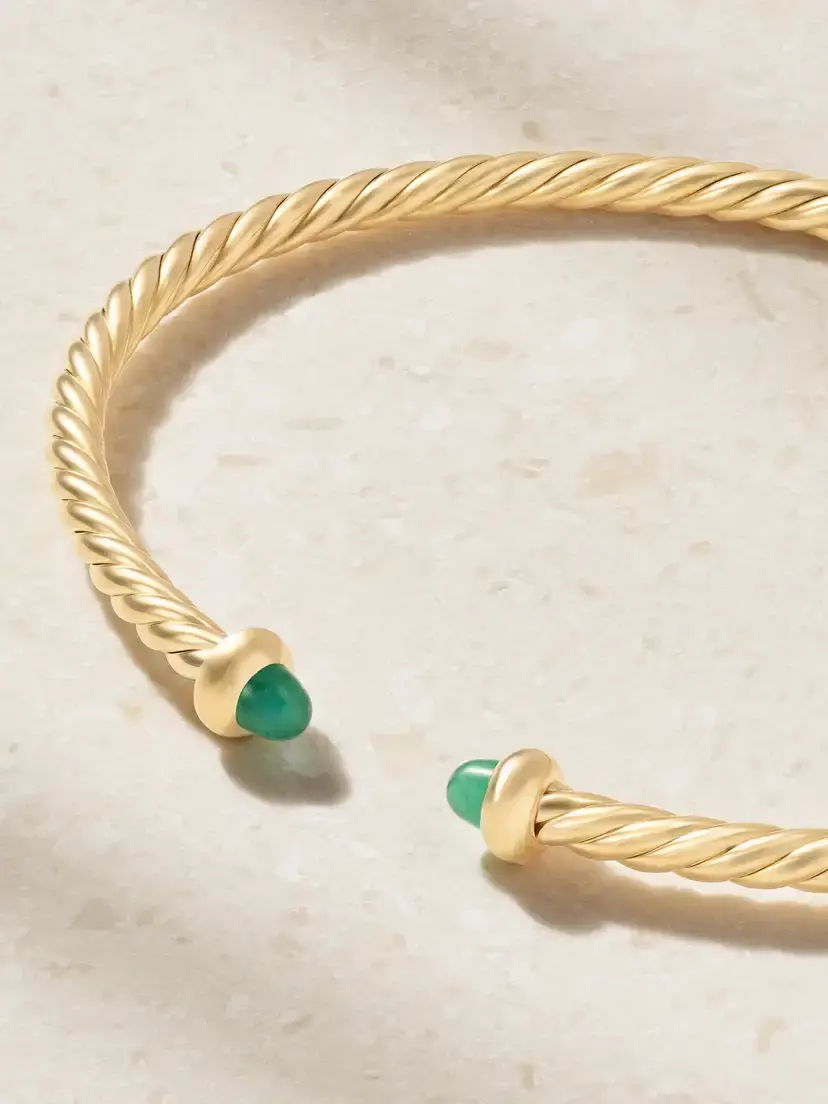 David Yurman Micro Cablespira Flex 18-karat Gold Emerald Bangle | Thumbnail 3 David Yurman Micro Cablespira Flex 18-karat Gold Emerald Bangle | Thumbnail 3