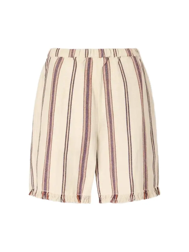 ALIX OF BOHEMIA Tillie Bark Frayed Striped Cotton And Linen-blend Shorts | Image 1 ALIX OF BOHEMIA Tillie Bark Frayed Striped Cotton And Linen-blend Shorts | Image 1