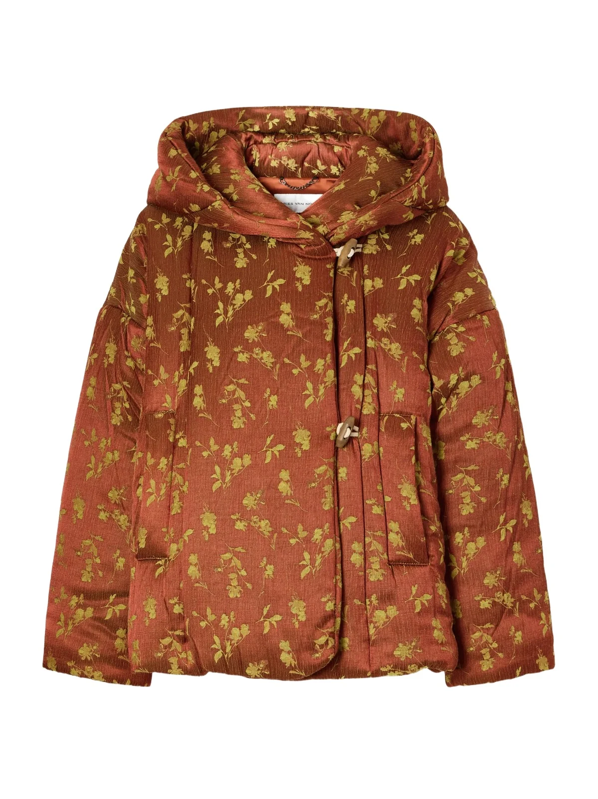 Hooded Padded Floral-jacquard Jacket