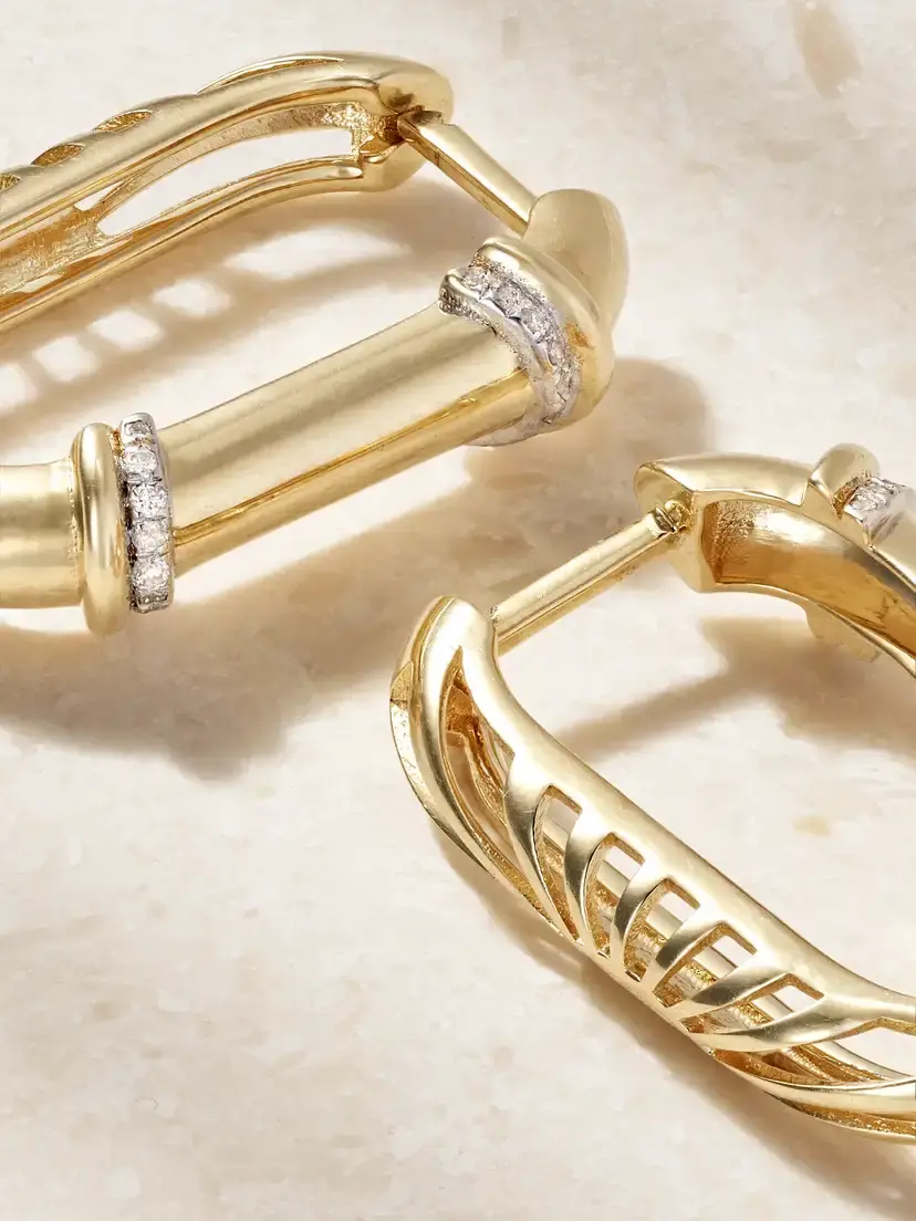 L’Atelier Nawbar Boeuy Lock 18-karat Gold Diamond Hoop Earrings | Thumbnail 3 L’Atelier Nawbar Boeuy Lock 18-karat Gold Diamond Hoop Earrings | Thumbnail 3