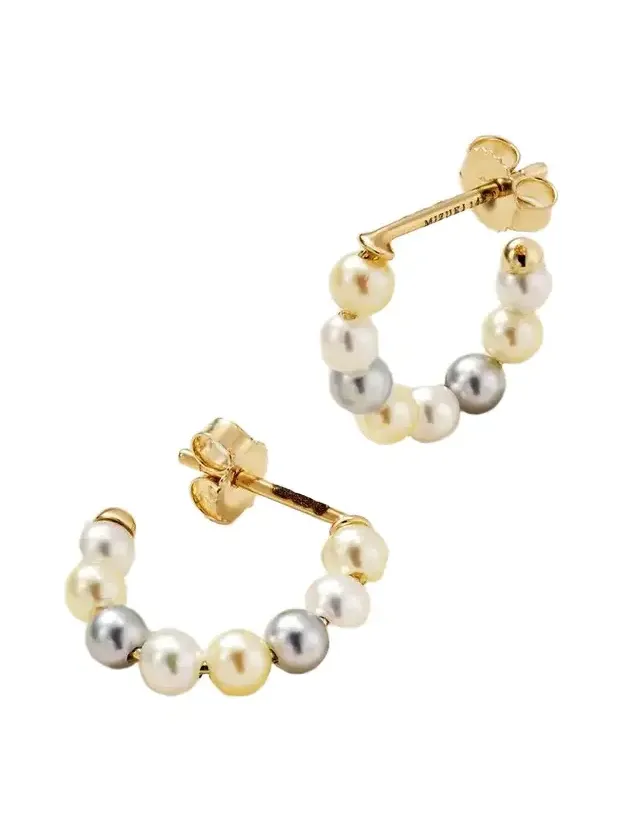 14-karat Gold Pearl Hoop Earrings