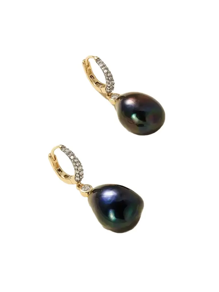 Lucy Delius Nyx 14-karat Gold, Diamond And Pearl Earrings - Black