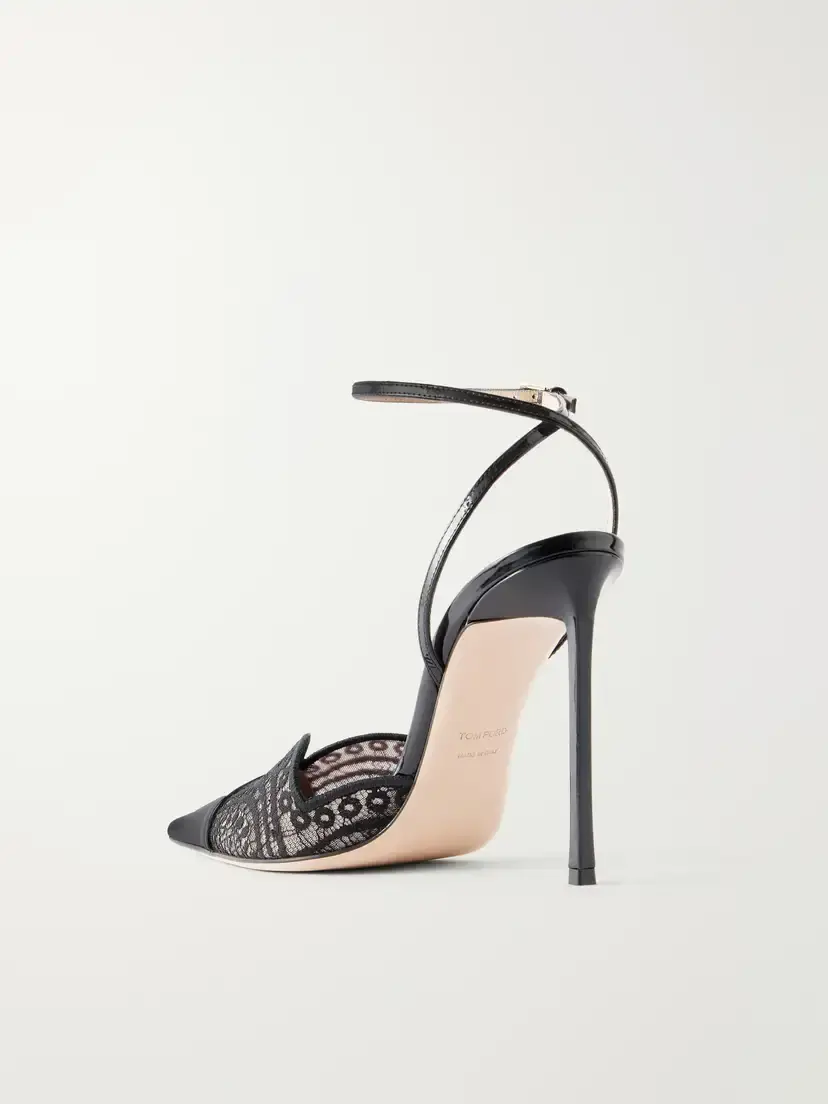 Tom Ford Selen 105 Lace And Patent-leather-trimmed Pumps | Thumbnail 3