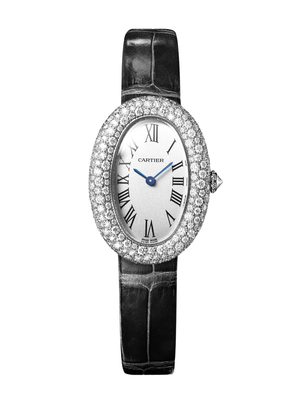 Baignoire 36mm Medium 18-karat White Gold, Alligator And Diamond Watch Baignoire 36mm Medium 18-karat White Gold, Alligator And Diamond Watch