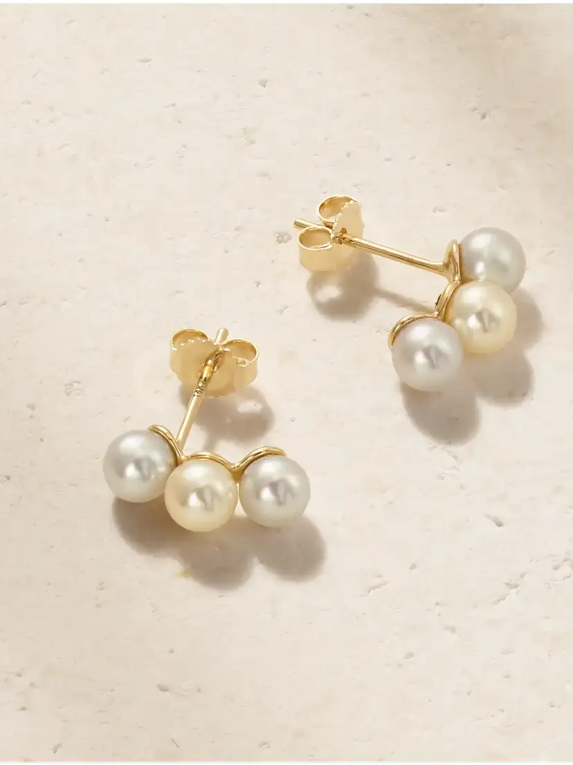 Mizuki 14-karat Gold Pearl Earrings | Thumbnail 3