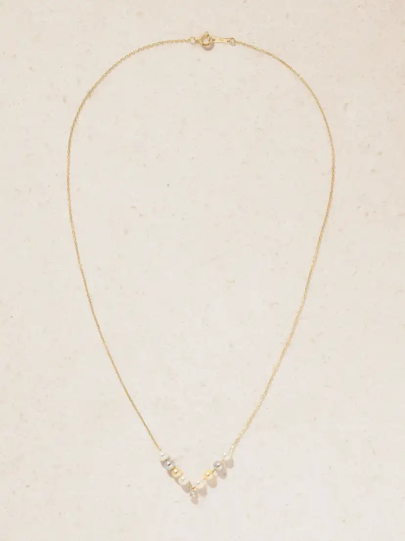 Mizuki 14-karat Gold, Pearl And Diamond Necklace | Thumbnail 4 Mizuki 14-karat Gold, Pearl And Diamond Necklace | Thumbnail 4