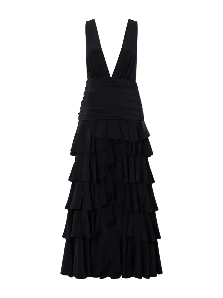 Johanna Ortiz A Map Of Gentle Winds Tiered Ruffled Silk-crepe Maxi Dress | Image 1 Johanna Ortiz A Map Of Gentle Winds Tiered Ruffled Silk-crepe Maxi Dress | Image 1