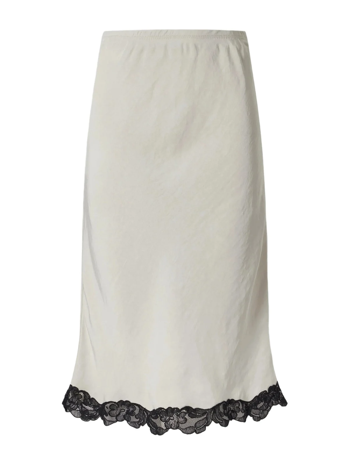Lace-trimmed Satin Midi Skirt Lace-trimmed Satin Midi Skirt
