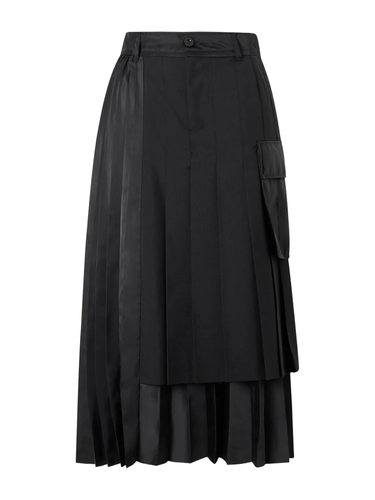 Pleated Twill And Shell Midi Skirt Pleated Twill And Shell Midi Skirt