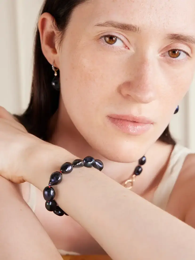 Lucy Delius 14-karat Gold, Diamonds And Pearl Bracelet - Black | Thumbnail 2 Lucy Delius 14-karat Gold, Diamonds And Pearl Bracelet - Black | Thumbnail 2