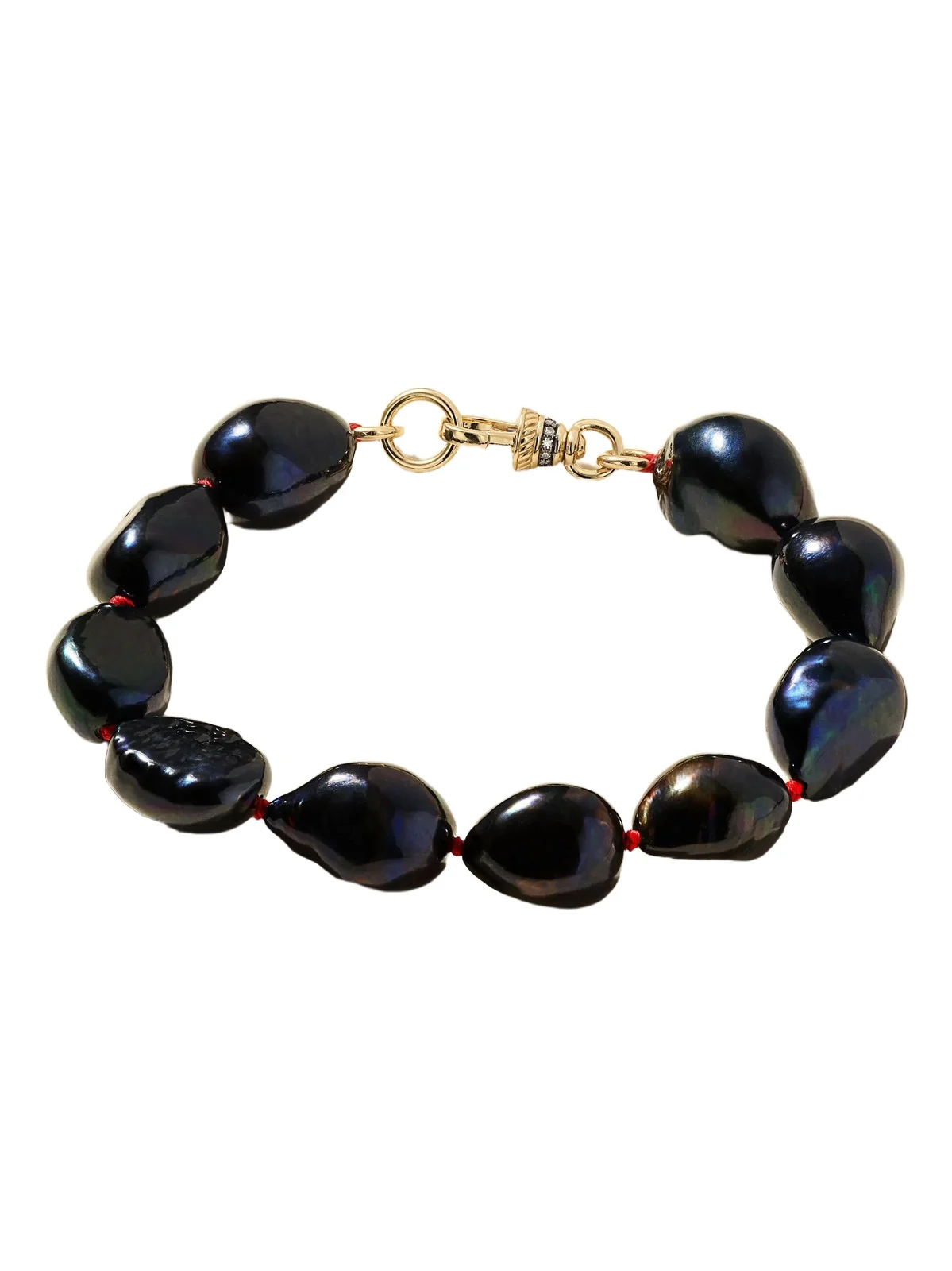 14-karat Gold, Diamonds And Pearl Bracelet - Black 14-karat Gold, Diamonds And Pearl Bracelet - Black