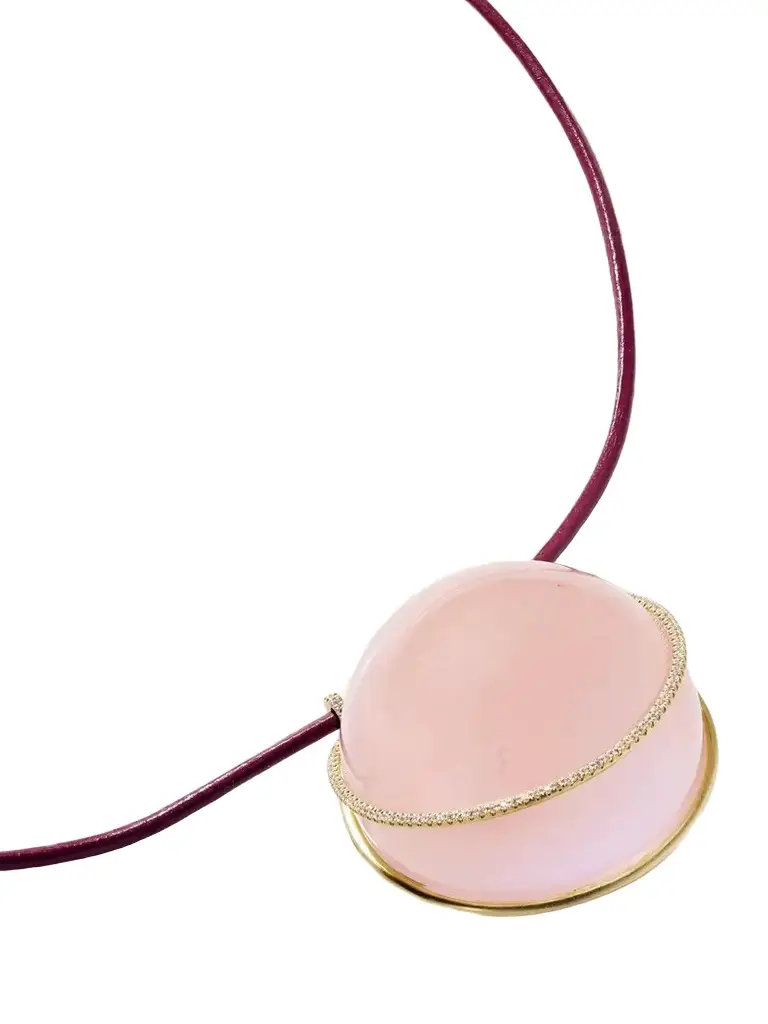Marisa Klass 18-karat Gold, Quartz, Diamond And Leather Necklace | Image 1 Marisa Klass 18-karat Gold, Quartz, Diamond And Leather Necklace | Image 1