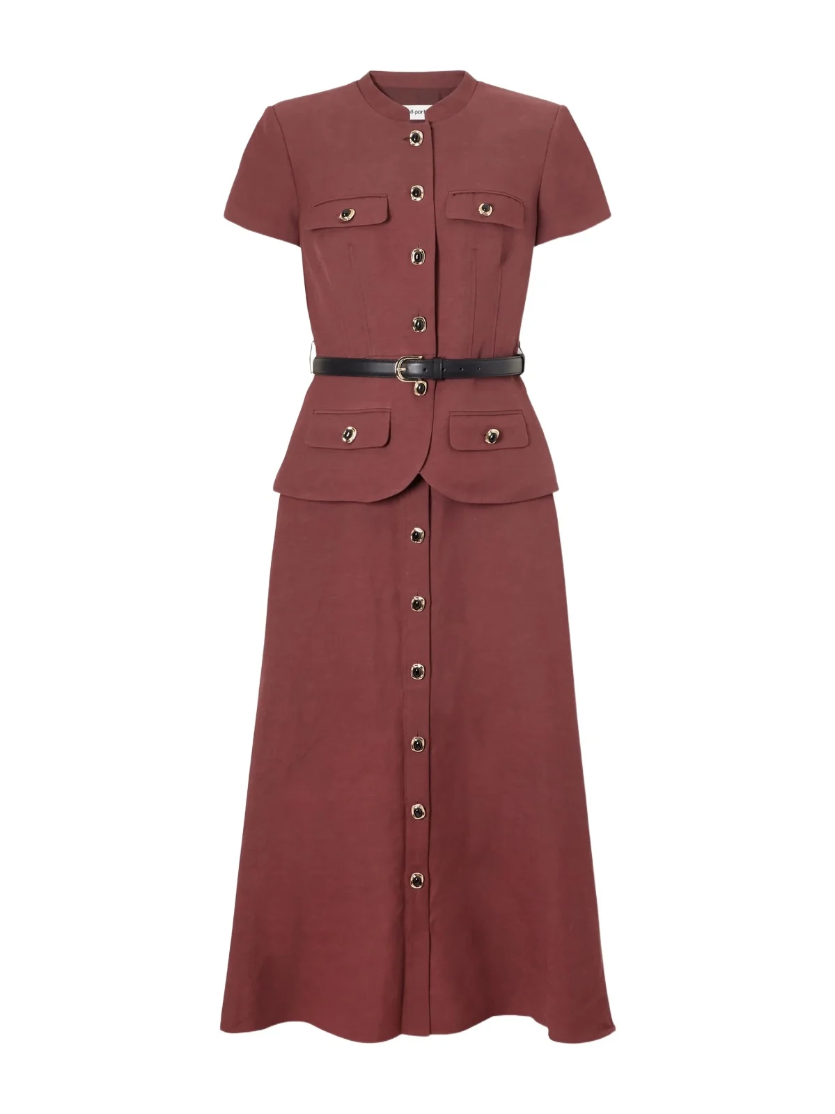 Belted Peplum Midi Dress