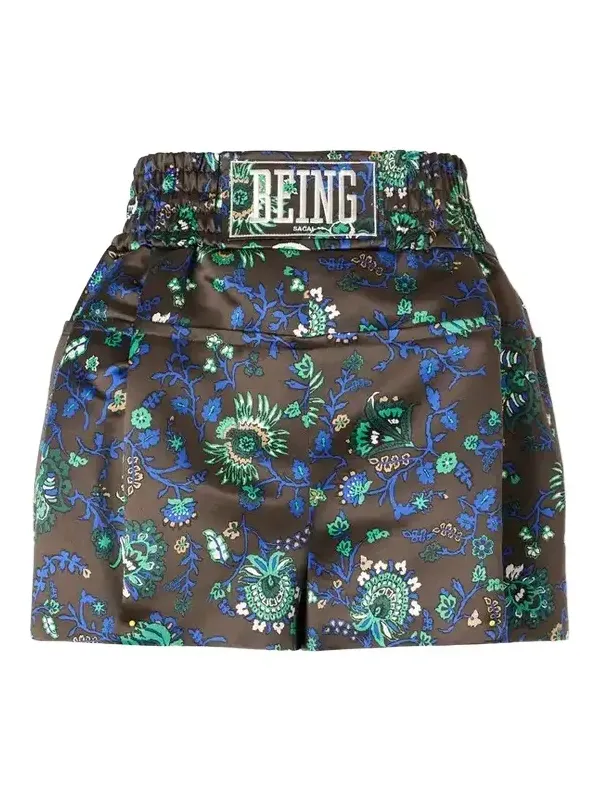 Sacai Floral-print Satin Shorts