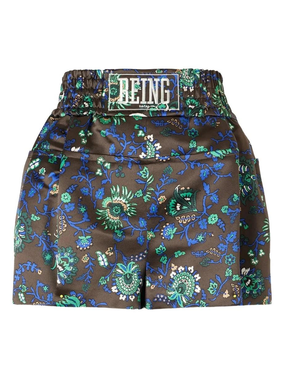 Sacai Floral-print Satin Shorts