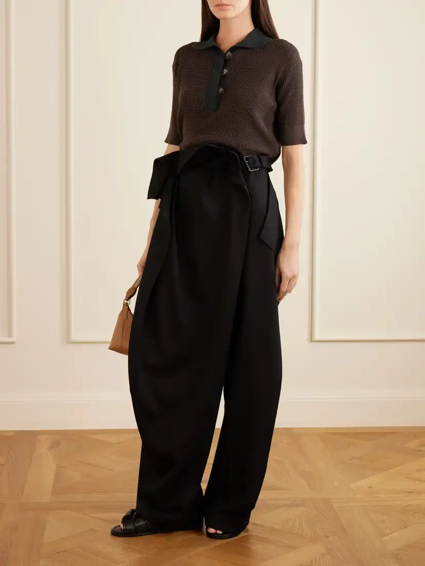 JW Anderson Ruffled Belted Wool Wide-leg Pants | Thumbnail 2 JW Anderson Ruffled Belted Wool Wide-leg Pants | Thumbnail 2