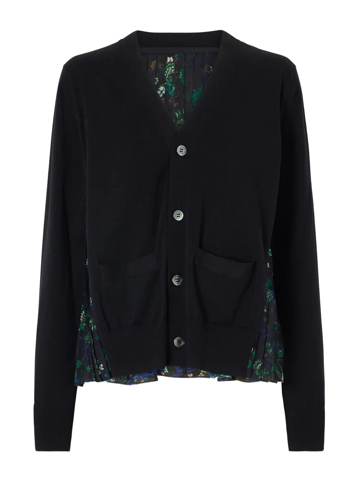 Layered Floral-print Mesh-trimmed Cotton Cardigan Layered Floral-print Mesh-trimmed Cotton Cardigan