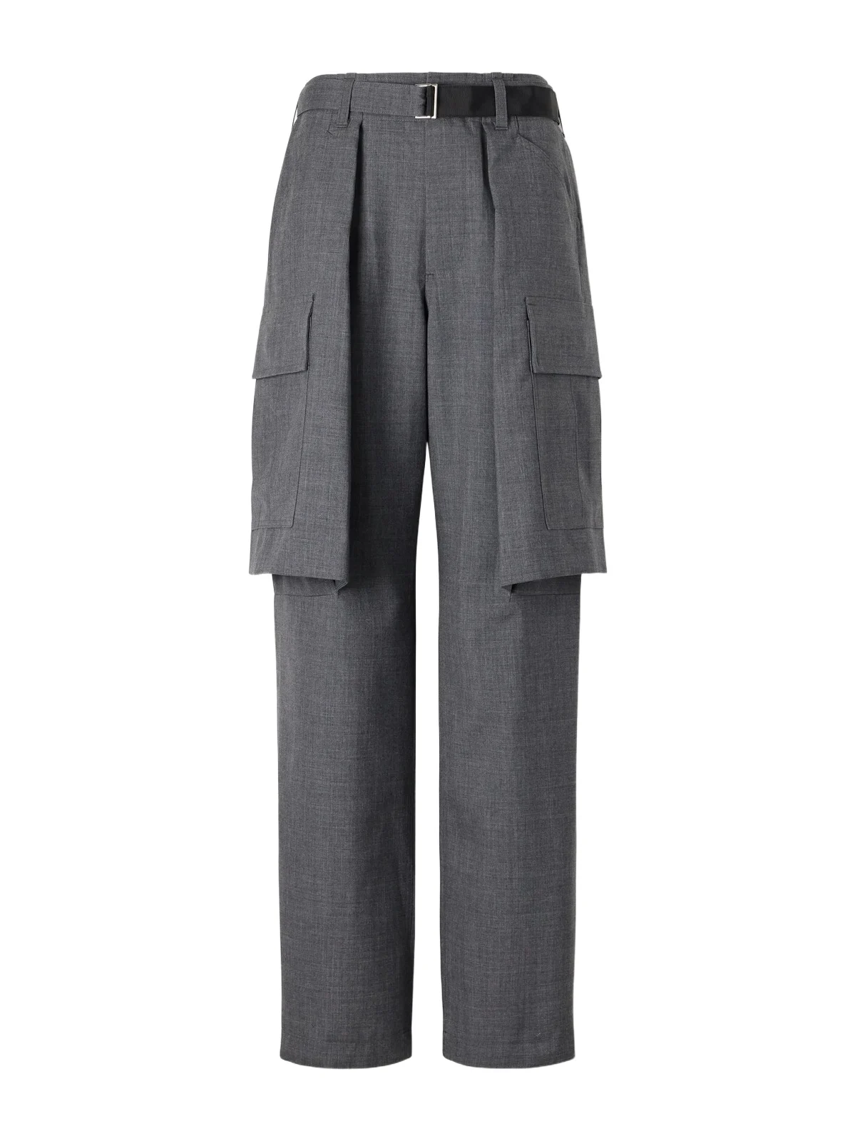 Sacai Pleated Belted Twill Wide-leg Pants
