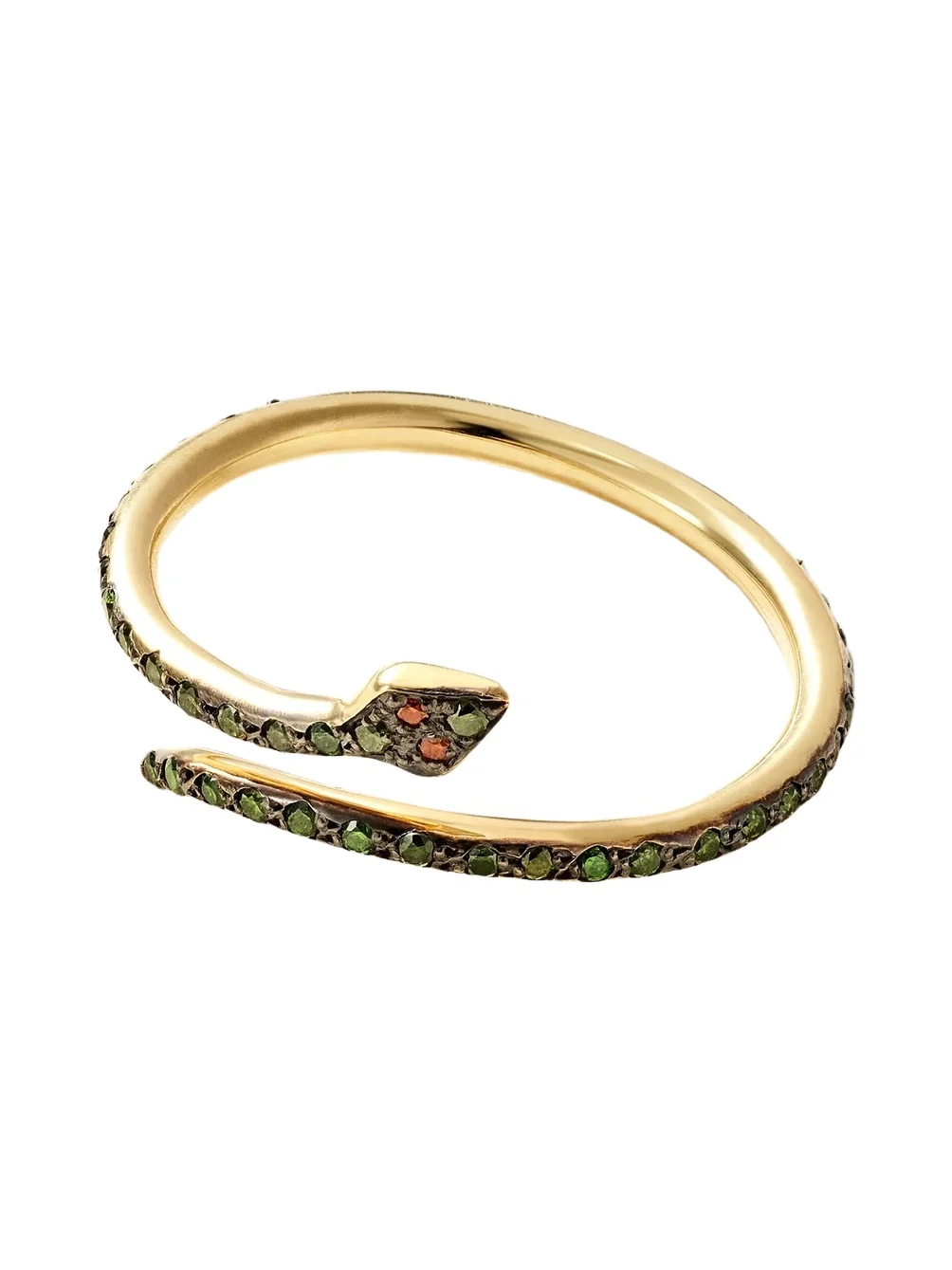 Ileana Makri Small Python 18-karat Gold Green And Burgundy Diamond Ring