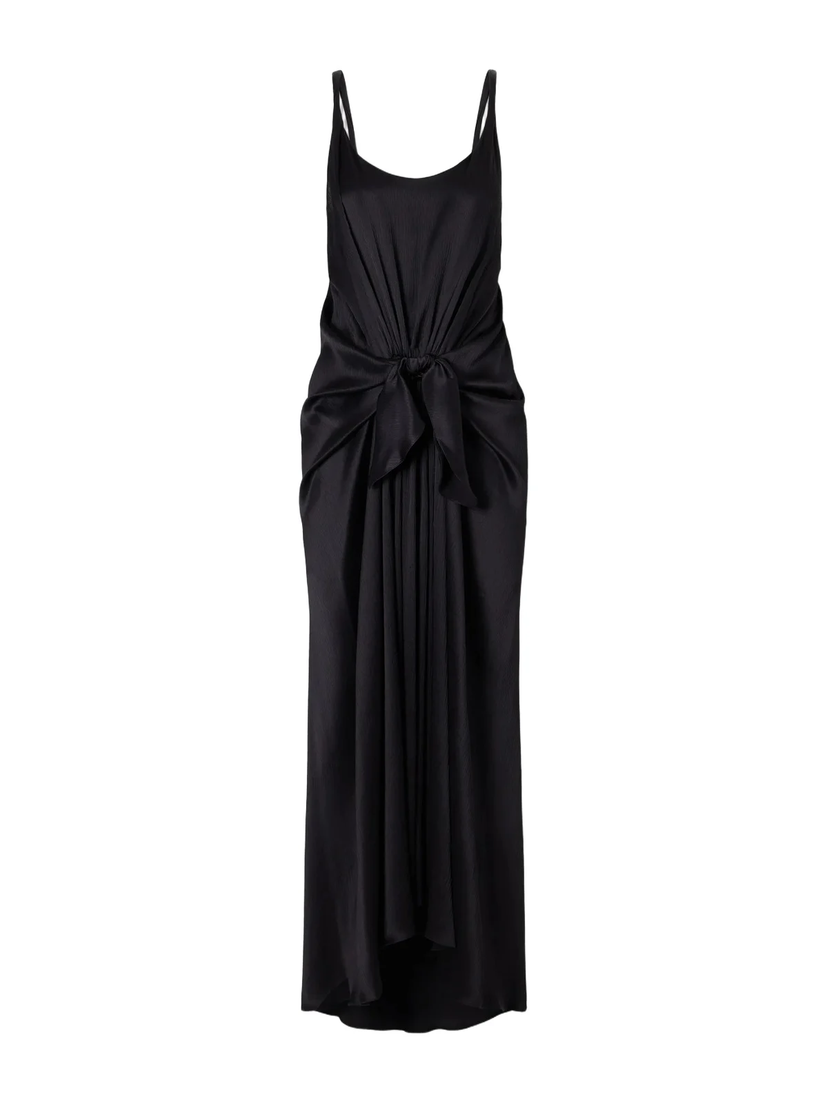 Tie-detailed Crinkled-silk Maxi Dress