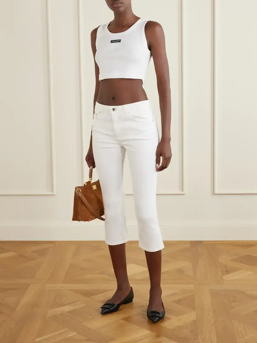 Dolce & Gabbana Cropped Appliquéd Ribbed Cotton-jersey Tank | Thumbnail 2 Dolce & Gabbana Cropped Appliquéd Ribbed Cotton-jersey Tank | Thumbnail 2