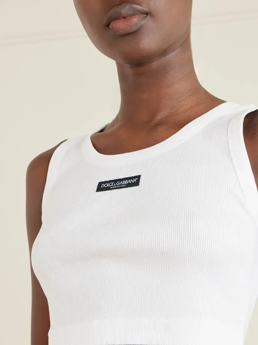 Dolce & Gabbana Cropped Appliquéd Ribbed Cotton-jersey Tank | Thumbnail 4 Dolce & Gabbana Cropped Appliquéd Ribbed Cotton-jersey Tank | Thumbnail 4