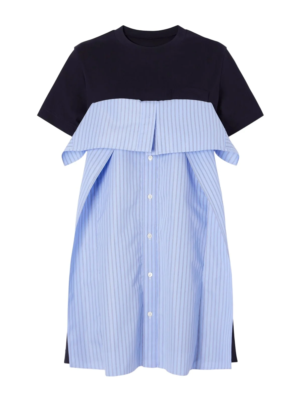 Paneled Ruffled Cotton-jersey And Poplin Mini Dress Paneled Ruffled Cotton-jersey And Poplin Mini Dress