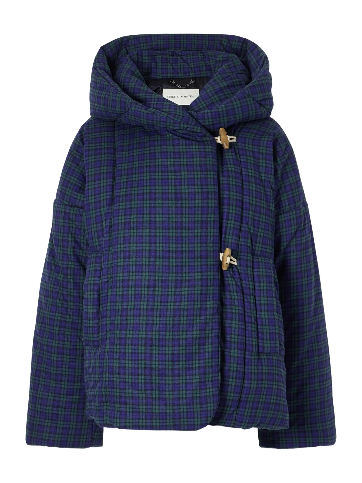 Hooded Checked Padded Cotton-flannel Jacket