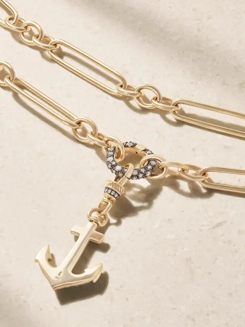 Lucy Delius Anchor 14-karat Gold Rhodium-plated Diamond Necklace | Thumbnail 3 Lucy Delius Anchor 14-karat Gold Rhodium-plated Diamond Necklace | Thumbnail 3