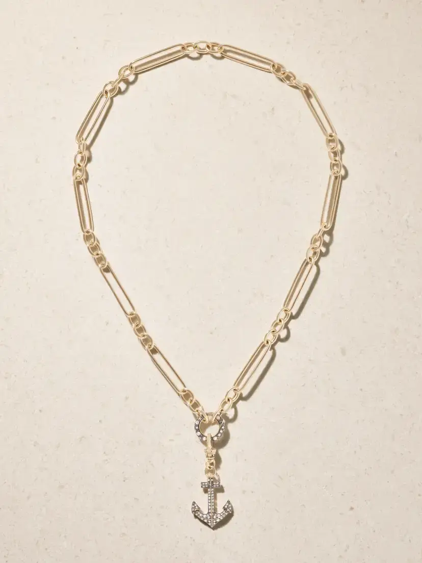 Lucy Delius Anchor 14-karat Gold Rhodium-plated Diamond Necklace | Thumbnail 5 Lucy Delius Anchor 14-karat Gold Rhodium-plated Diamond Necklace | Thumbnail 5