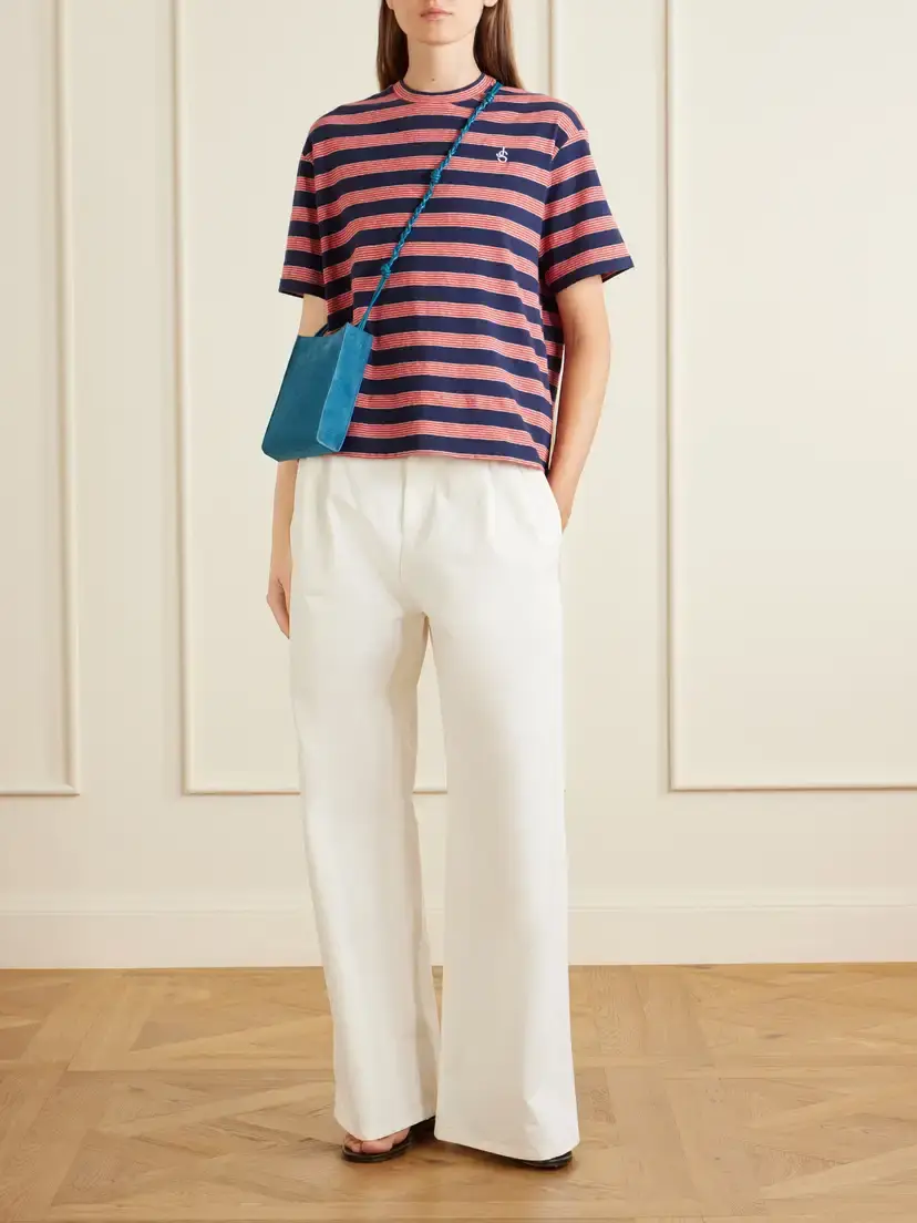 Jil Sander Loogo-embroidered Striped Cotton T-shirt | Thumbnail 2