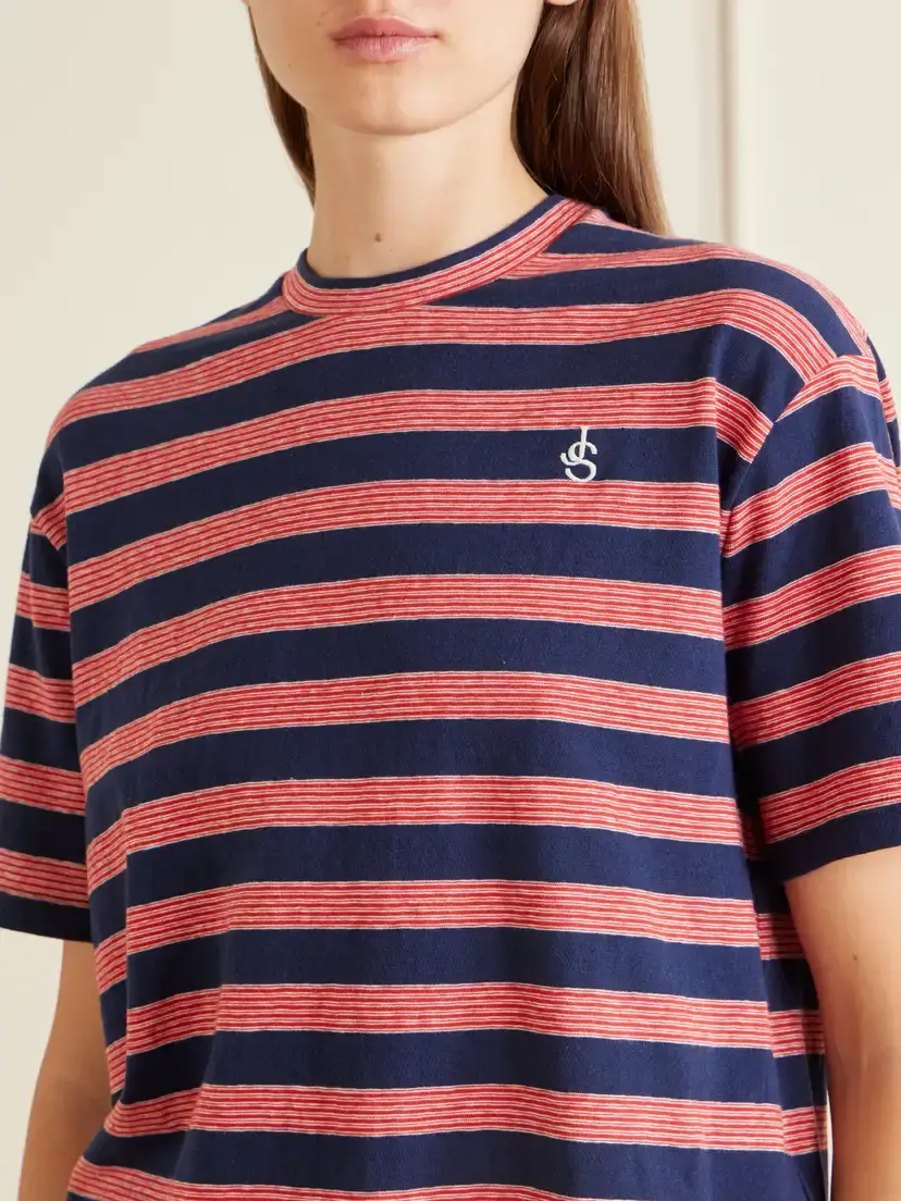 Jil Sander Loogo-embroidered Striped Cotton T-shirt | Thumbnail 4
