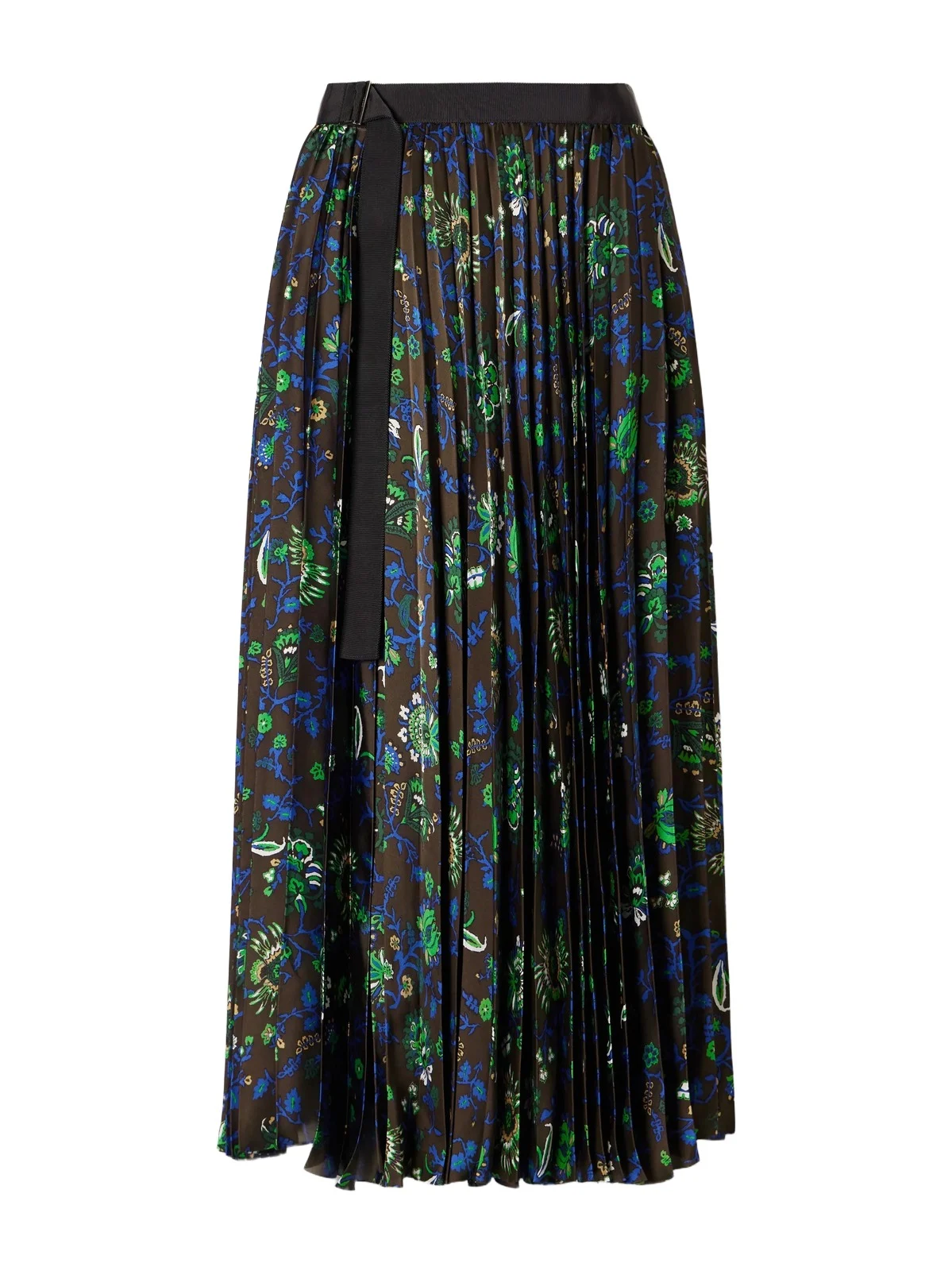 Belted Grosgrain-trimmed Pleated Floral-print Georgette Midi Skirt Belted Grosgrain-trimmed Pleated Floral-print Georgette Midi Skirt