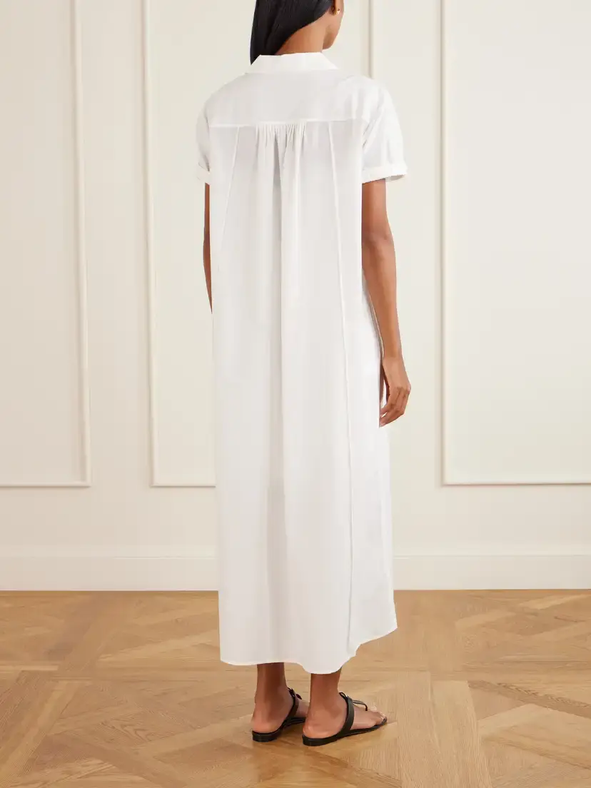 Theory Gathered Cotton-blend Poplin Midi Dress | Thumbnail 3 Theory Gathered Cotton-blend Poplin Midi Dress | Thumbnail 3