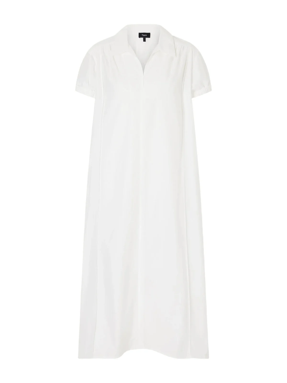 Theory Gathered Cotton-blend Poplin Midi Dress
