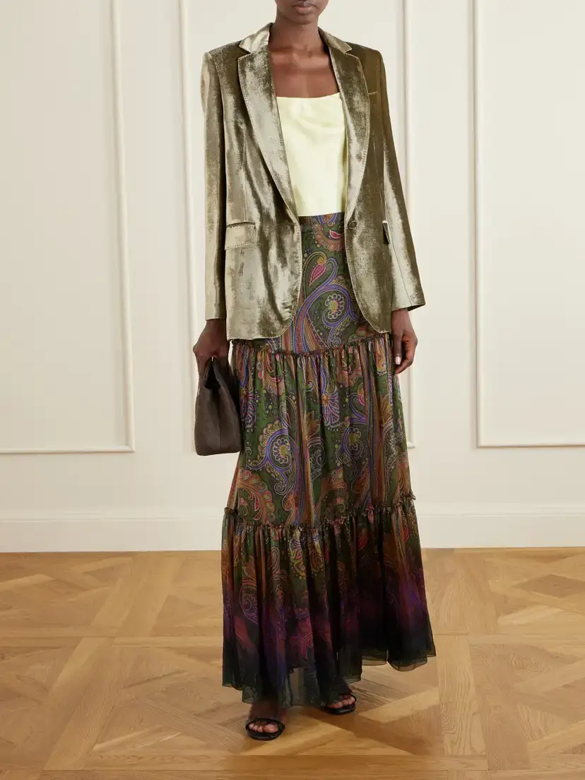 Etro Printed Ruffled Silk Maxi Skirt | Thumbnail 2 Etro Printed Ruffled Silk Maxi Skirt | Thumbnail 2