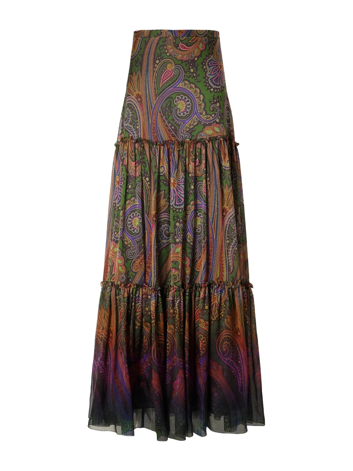 Printed Ruffled Silk Maxi Skirt Printed Ruffled Silk Maxi Skirt