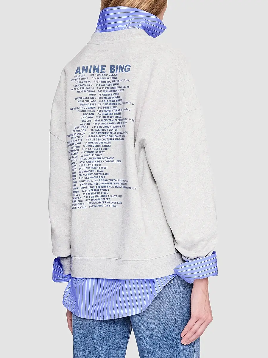 Anine Bing Women's Miles Waves Cotton Fleece Crewneck Sweatshirt | Thumbnail 3 Anine Bing Women's Miles Waves Cotton Fleece Crewneck Sweatshirt | Thumbnail 3
