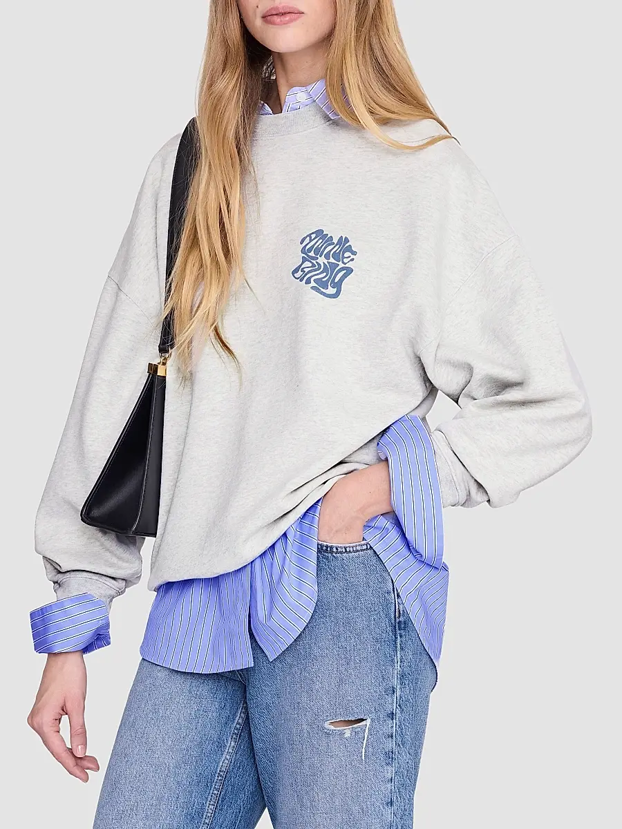 Anine Bing Women's Miles Waves Cotton Fleece Crewneck Sweatshirt | Thumbnail 4 Anine Bing Women's Miles Waves Cotton Fleece Crewneck Sweatshirt | Thumbnail 4