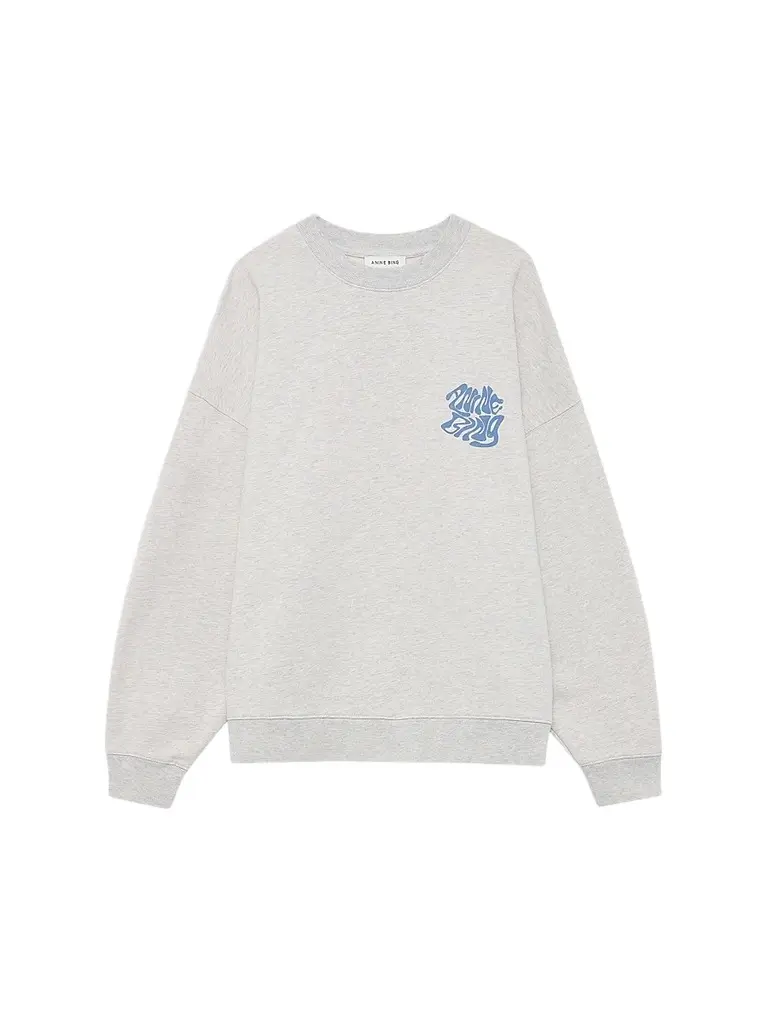 Anine Bing Women's Miles Waves Cotton Fleece Crewneck Sweatshirt - Grey | Image 1 Anine Bing Women's Miles Waves Cotton Fleece Crewneck Sweatshirt - Grey | Image 1