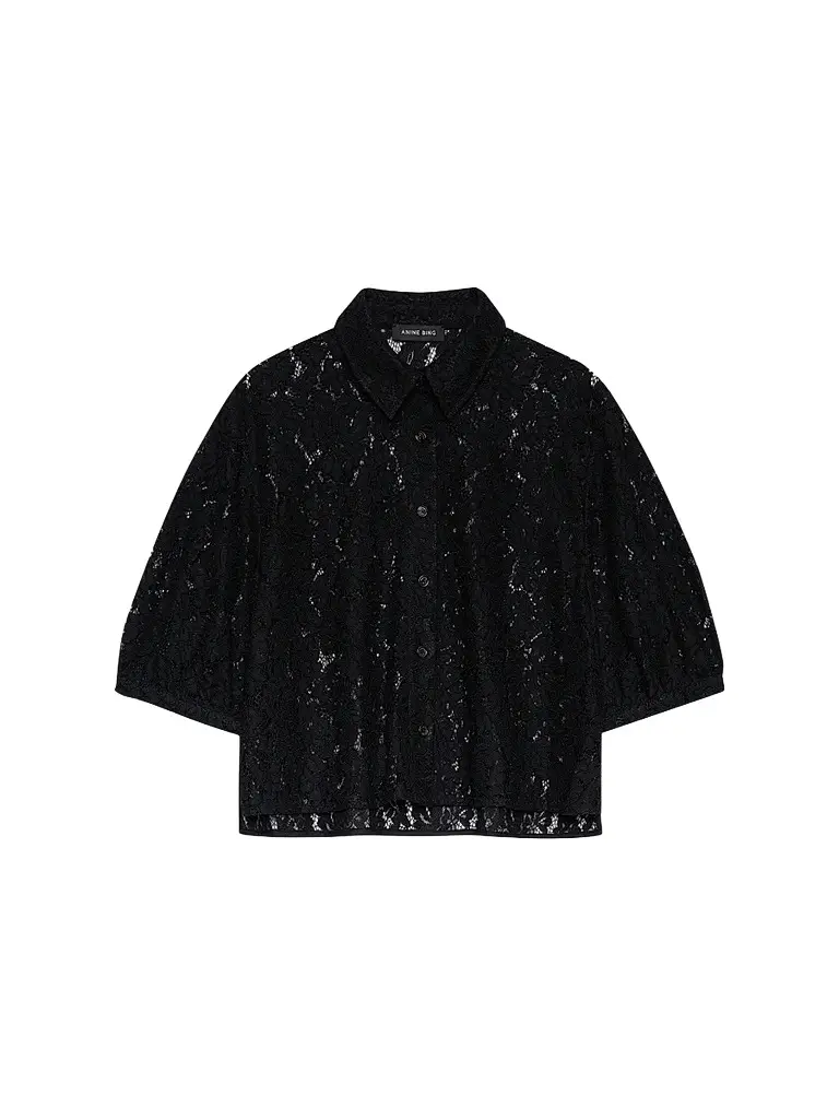 Anine Bing Women's Shayna Lace Boxy Top - Black - Size XS | Image 1 Anine Bing Women's Shayna Lace Boxy Top - Black - Size XS | Image 1
