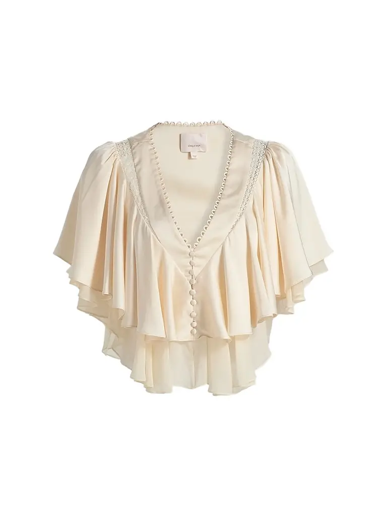 Cinq à Sept Women's Mary Flounce Top - Gardenia | Image 1 Cinq à Sept Women's Mary Flounce Top - Gardenia | Image 1