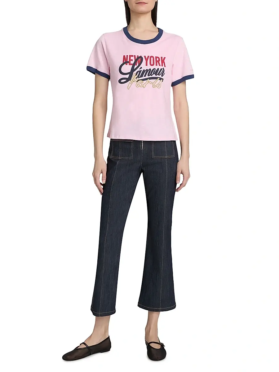 Cinq à Sept Women's New York L'Amour Paris Shrunken Ringer T-Shirt | Thumbnail 2 Cinq à Sept Women's New York L'Amour Paris Shrunken Ringer T-Shirt | Thumbnail 2
