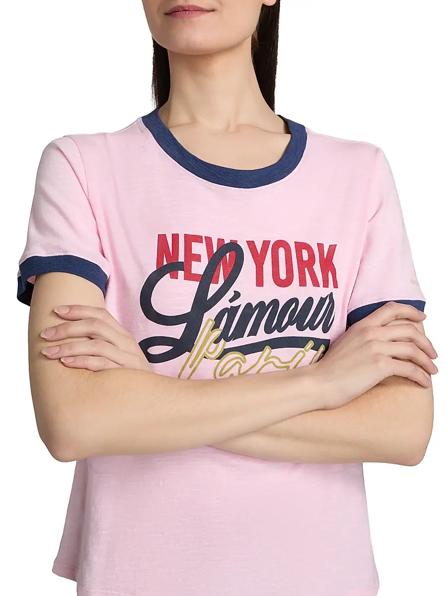 Cinq à Sept Women's New York L'Amour Paris Shrunken Ringer T-Shirt | Thumbnail 6 Cinq à Sept Women's New York L'Amour Paris Shrunken Ringer T-Shirt | Thumbnail 6