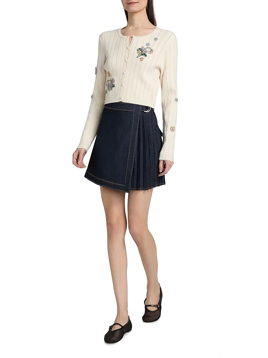Cinq à Sept Women's Tammi Pleated Denim Miniskirt | Thumbnail 2